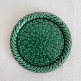 Vintage green woven ceramic bottle coaster