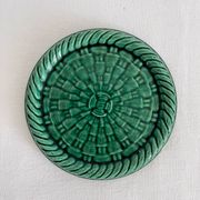 Dessous de bouteille vintage en céramique verte tressée