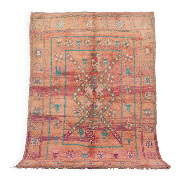 Tapis berbère marocain vintage en laine pêche