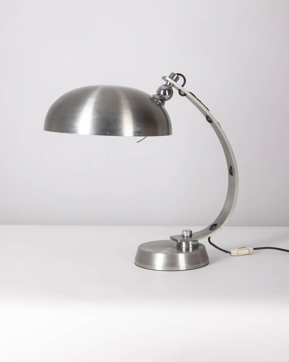 70's ministerial table lamp in chrome metal italian design
