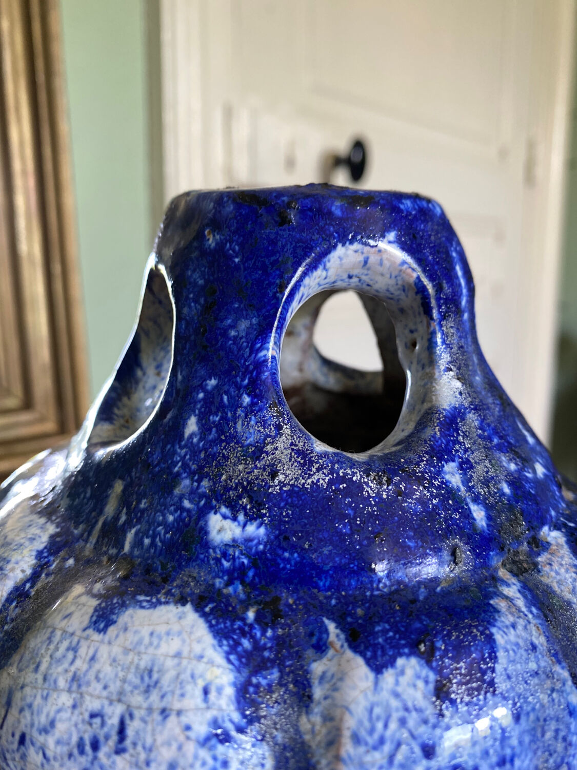 Fat lava glazed ceramic vase