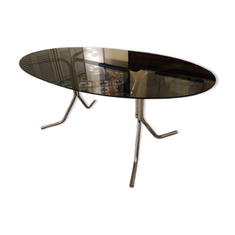Dining table 70 chrome and smoked glass
