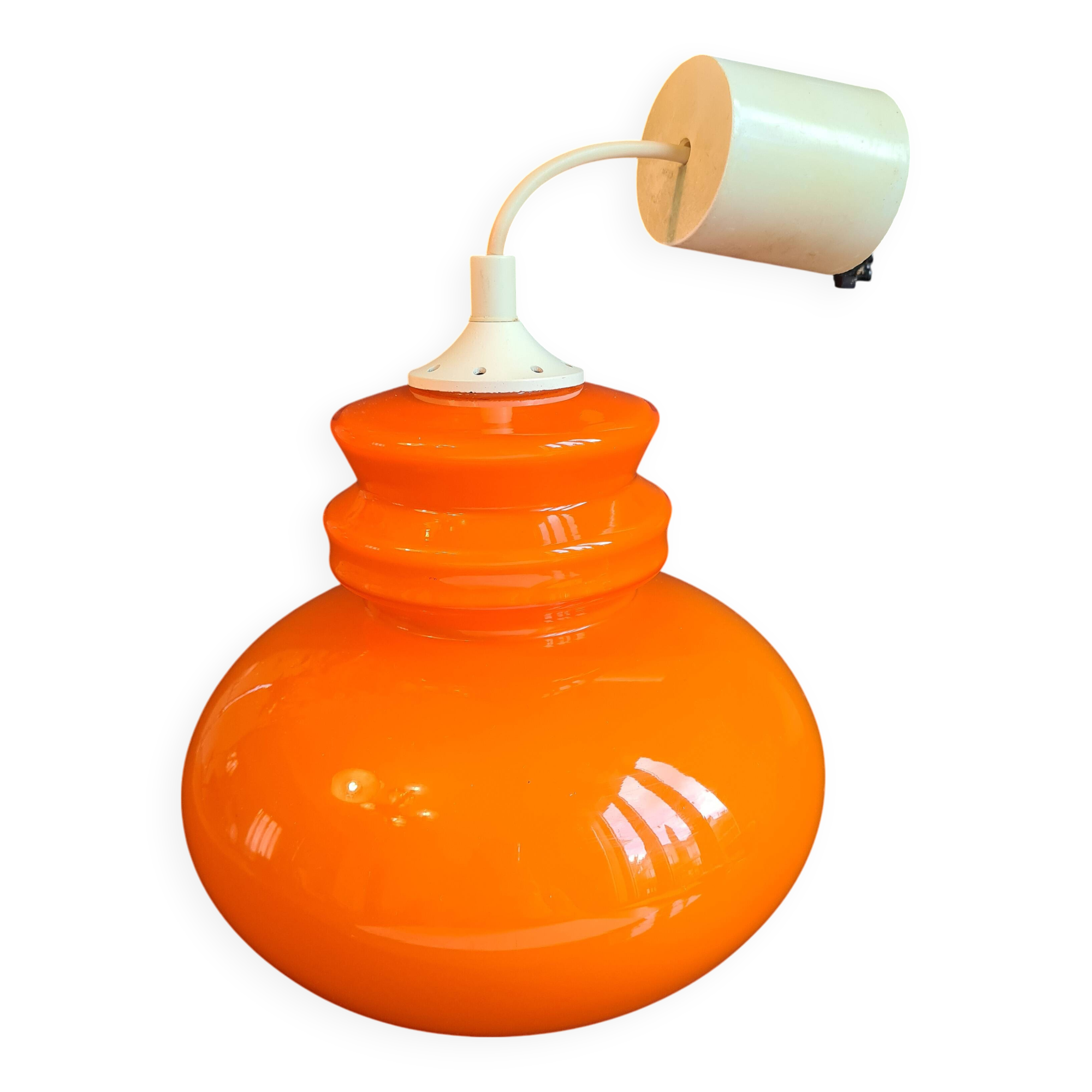 Vintage sixties orange glass pendant light