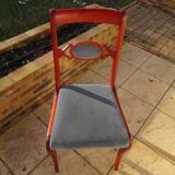 Rare - Set of 4 Louis Philippe/restoration style chairs with medallion - Blue / cherry color