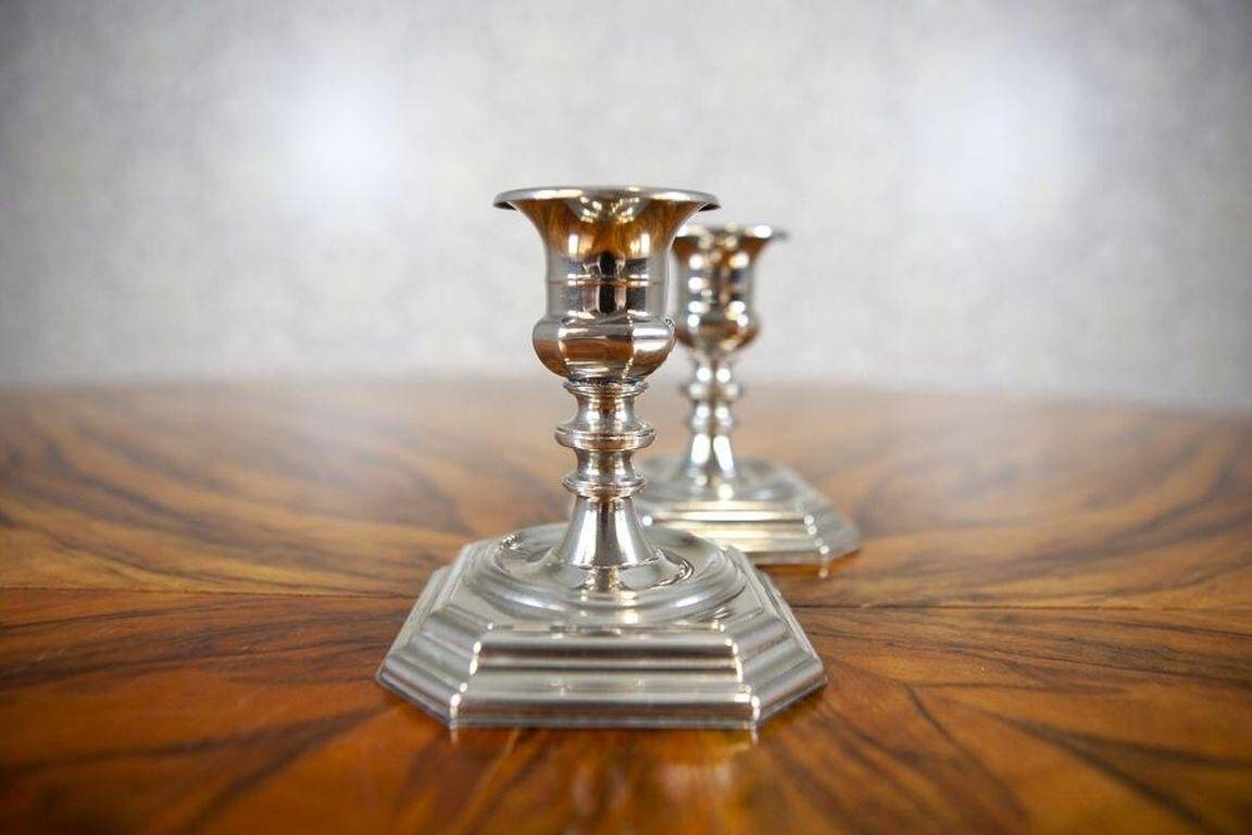 20th-Century Metal Candlesticks, 1950s, Set of 2
