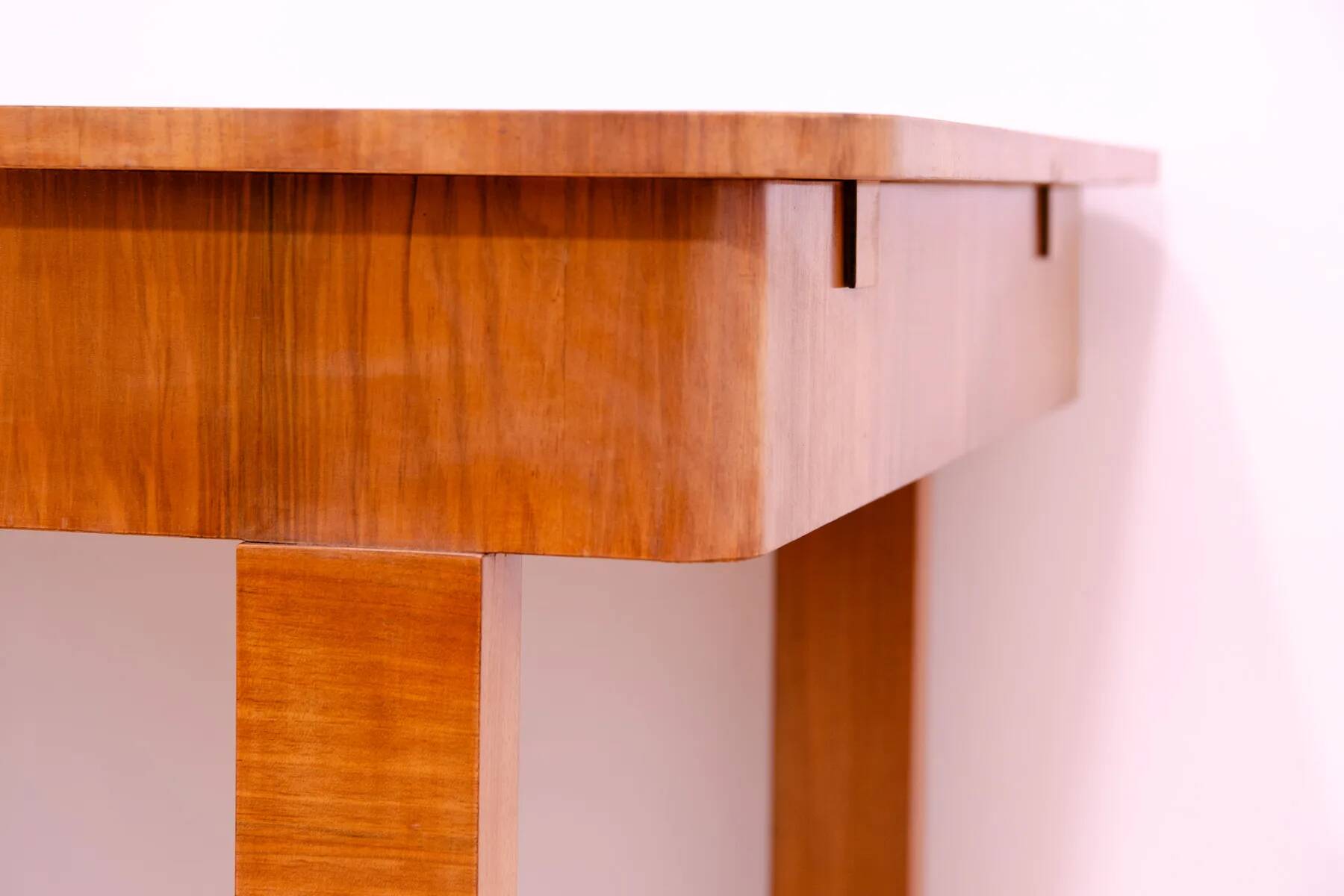 Walnut adjustable dining table, 1930s, Czechoslovakia