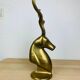 XXL vintage brass antelope head sculpture