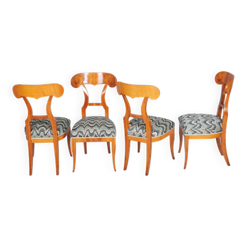 Biedermeier Cherry Wood Chairs, Austria, 1820s, Set of 4