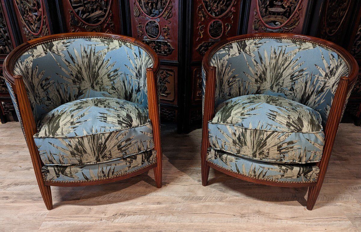 Pair of Art Deco mahogany armchairs