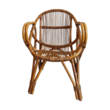 Rattan armchair and vintage Wicker-compass feet