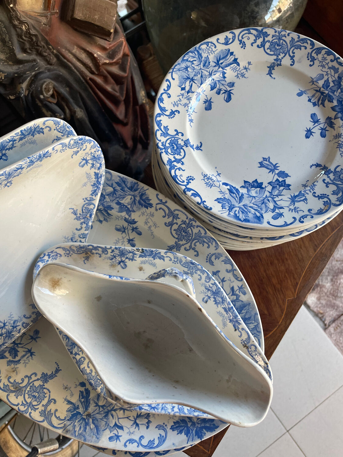 39-piece blue floral service - terre de fer