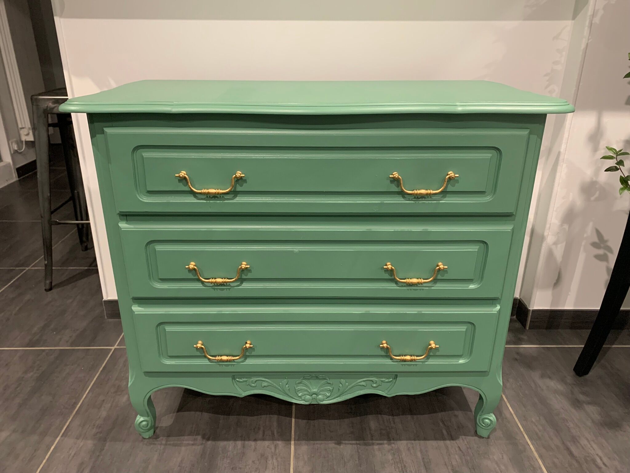 1970s chest of drawers restyled water green