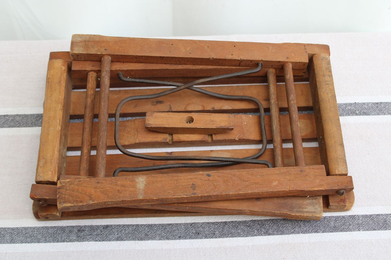 Folding wooden stool