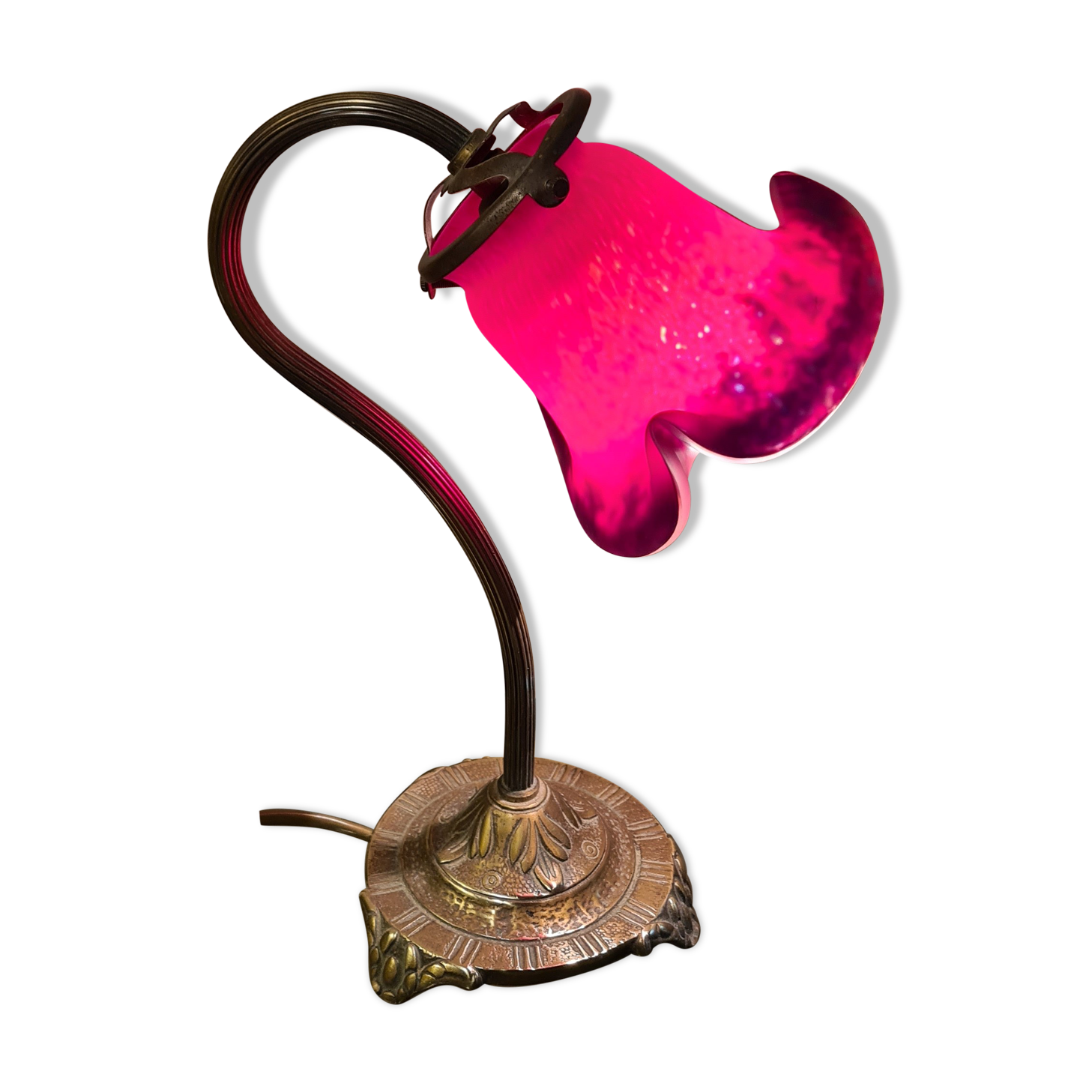 Artdeco brass lamp with pretty antique tulip 25x20