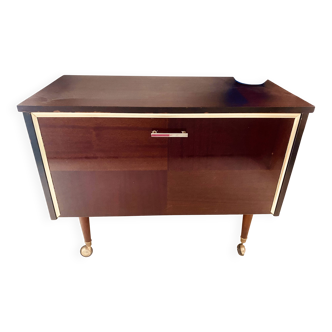 Vintage 1960s bar/TV unit – Formica, tapered legs & brass – piece