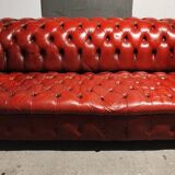 Canapé Chesterfield 3 places cuir rouge