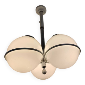 Chrome and opaline chandelier