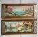 Pair of Art Deco wood and embossed metal landscape frames