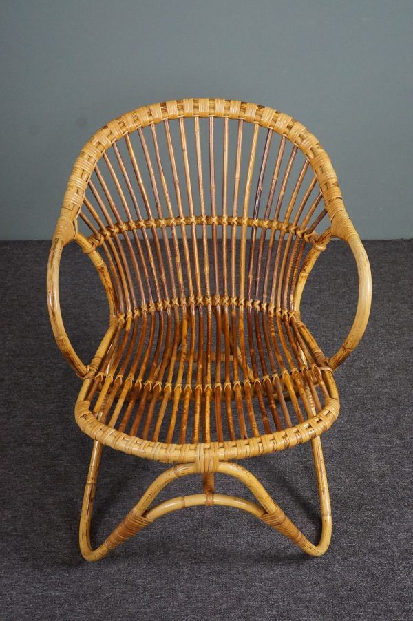 Fauteuil en rotin Design Hollandais, 1950