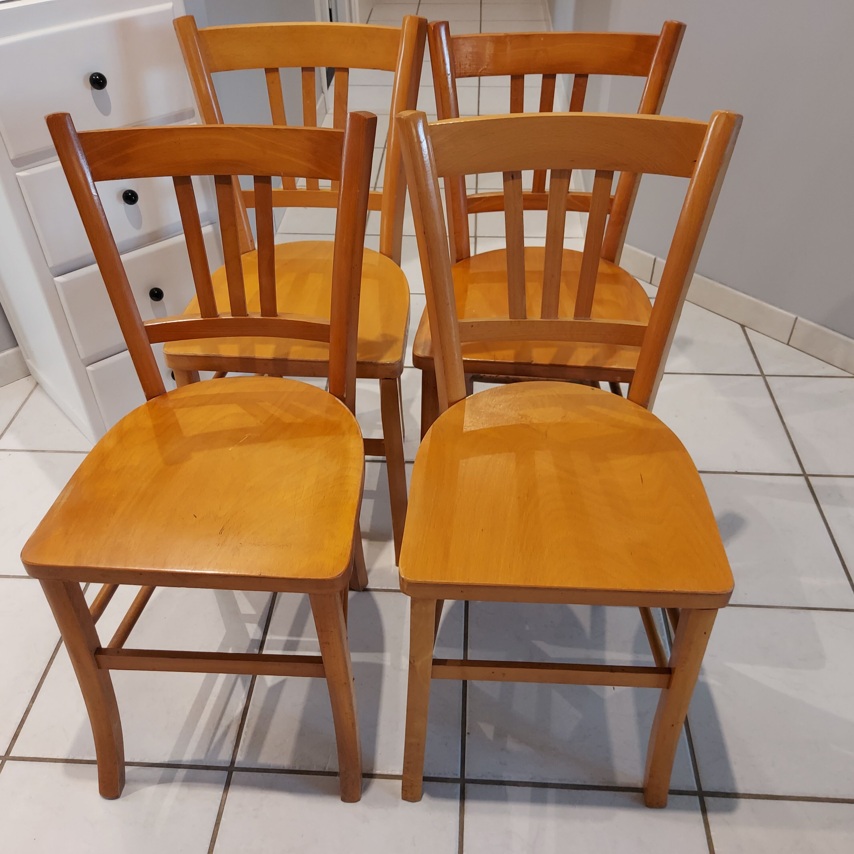 Set of 4 vintage 1960s bistro chairs