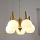 Mid-century Italian Brass and Opaline Chandelier