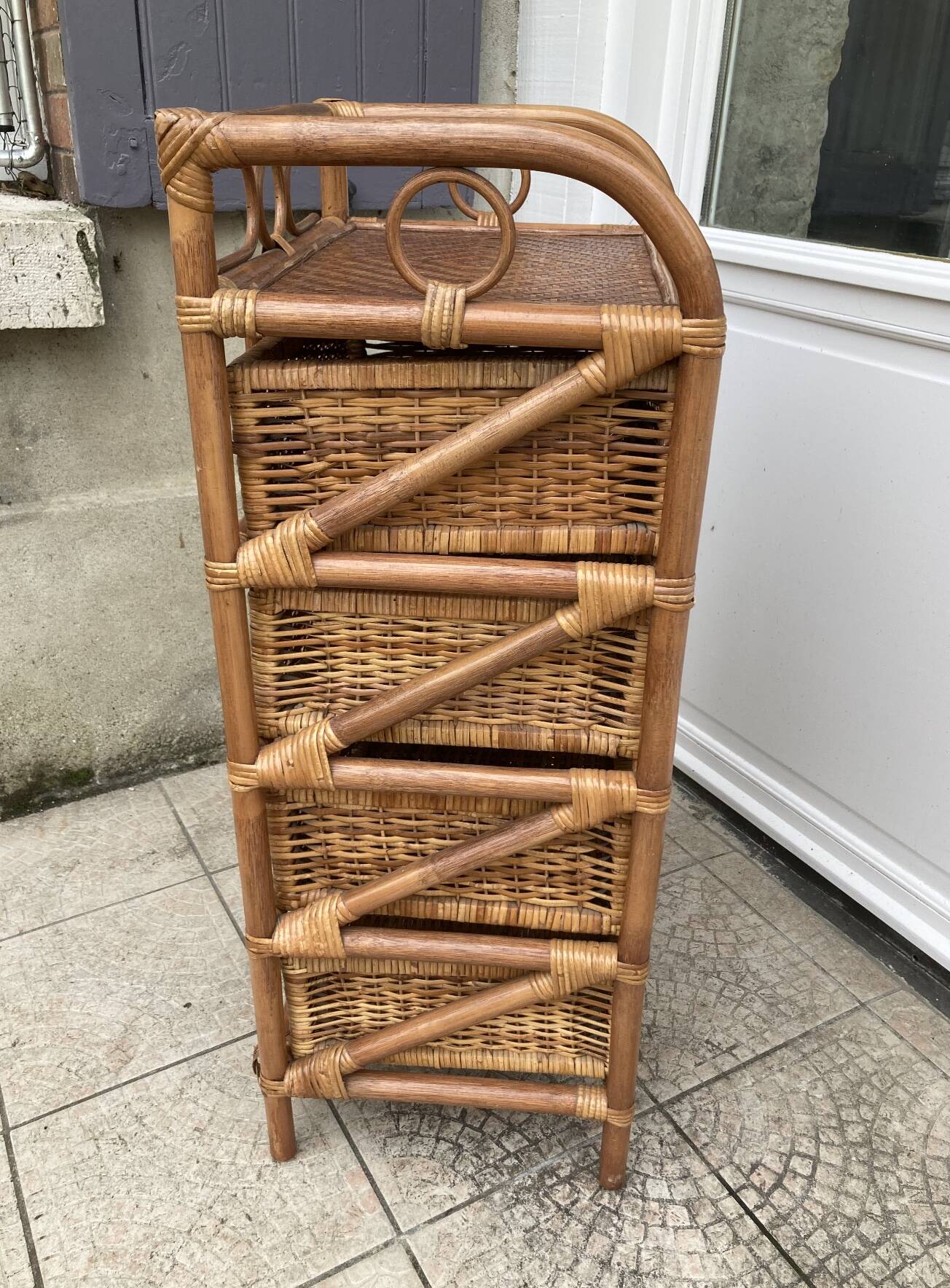 Vintage rattan chiffonier