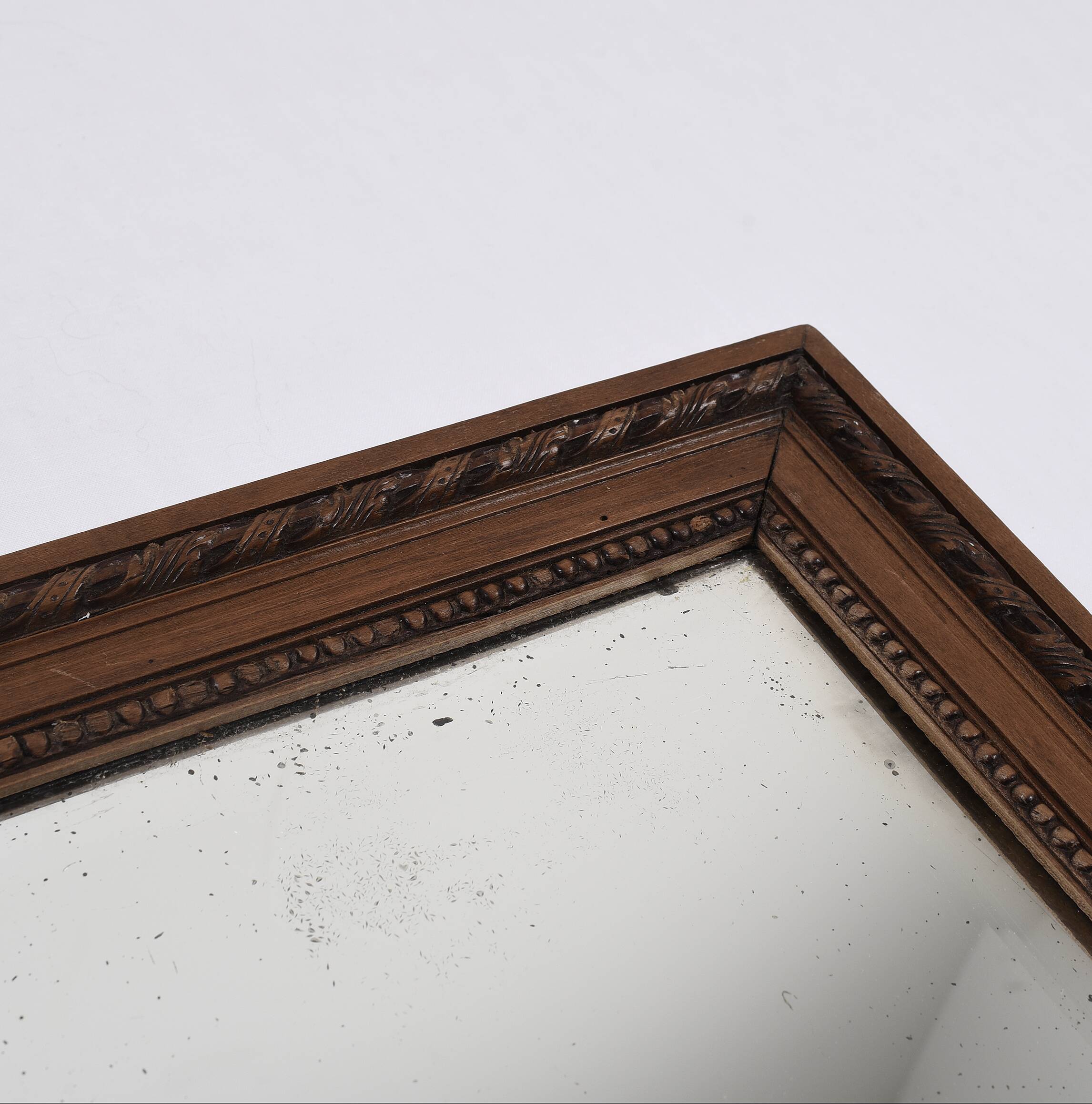 Large old mirror 65cm, carved wooden frame