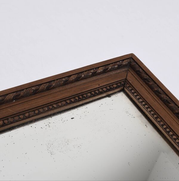 Grand miroir ancien 65cm, cadre en bois sculpté