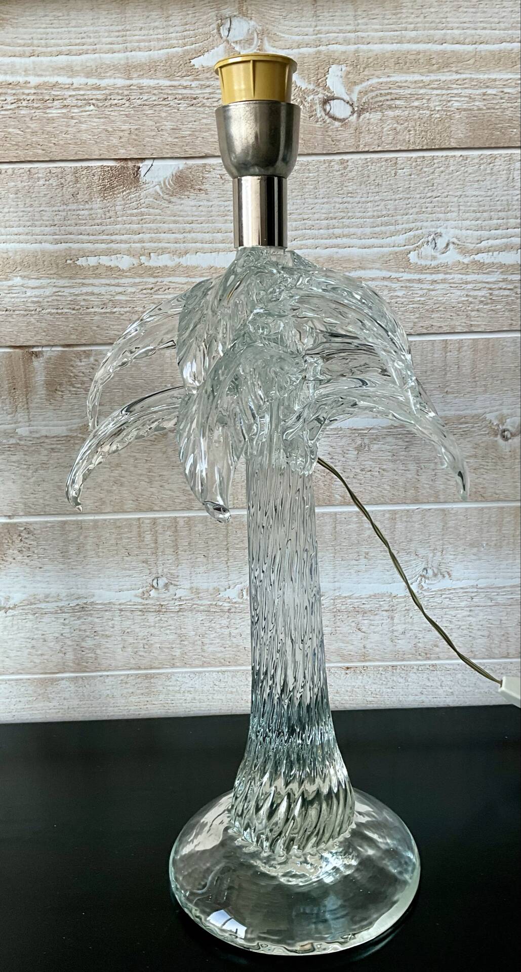 Important pair of Palm tree lamps in solid glass, Italian design ann.