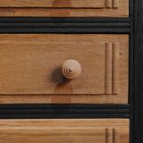 Commode noire et bois naturel à 4 tioirs