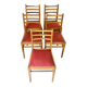 Set de 5 chaises vintage - Bois hêtre - Simili cuir - Années 50
