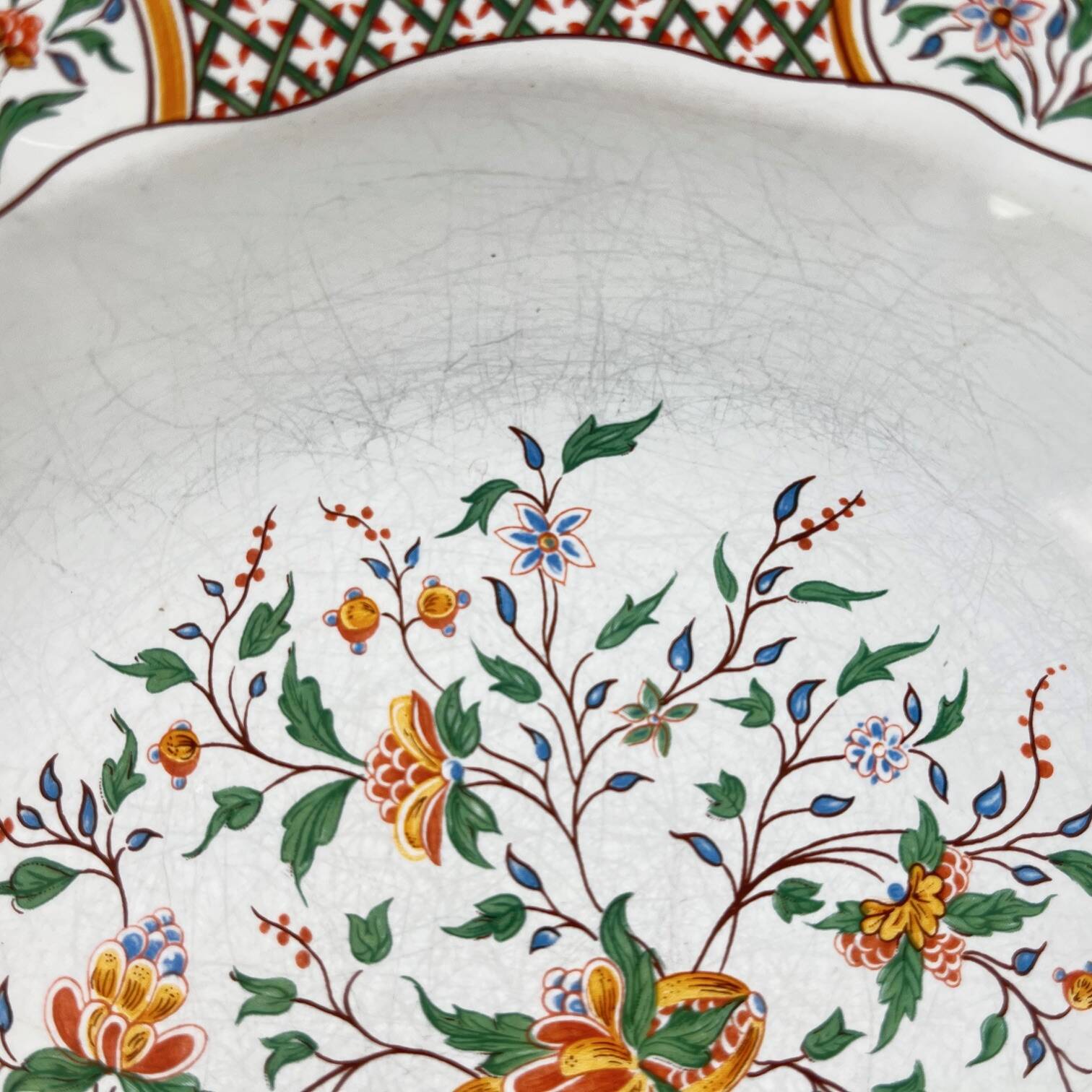 Set of 10 deep plates Gien model Rouen Sainfoin, 1990