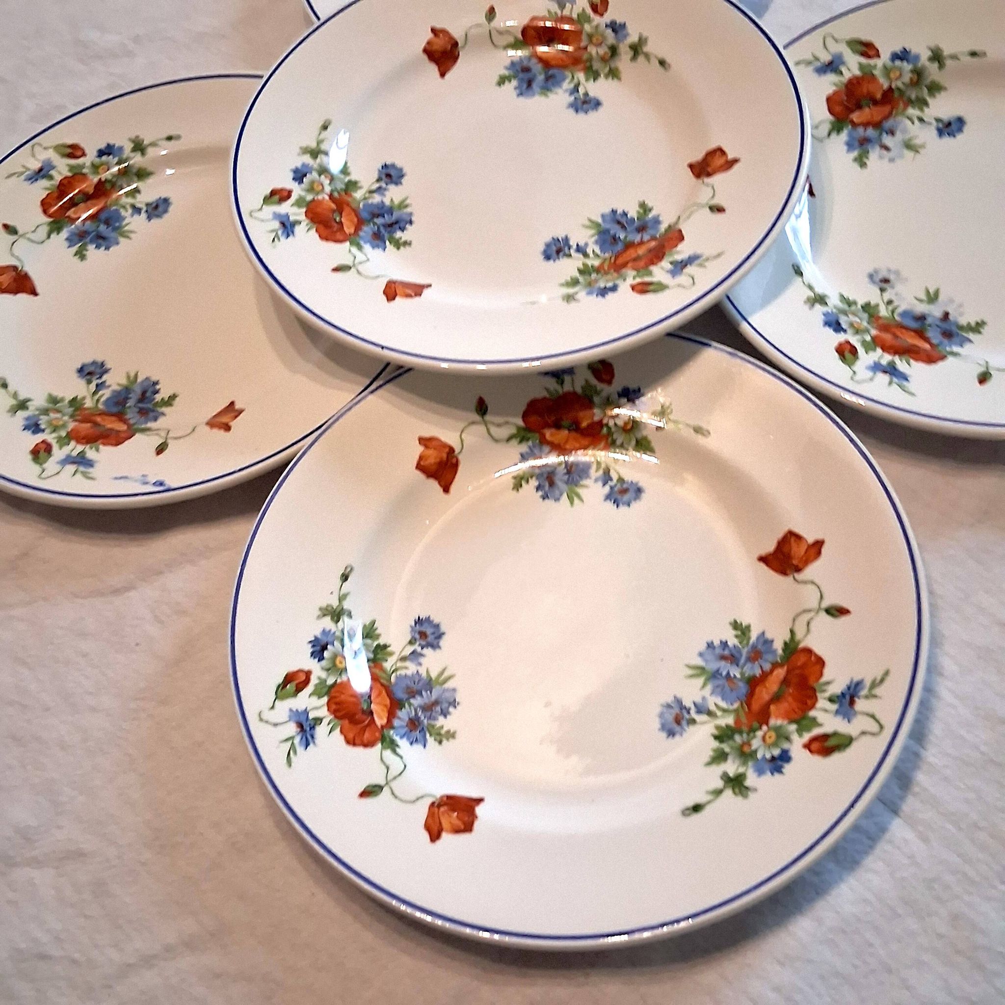Set of 5 plates from Salins les Bains model "Poppies" in good condition.