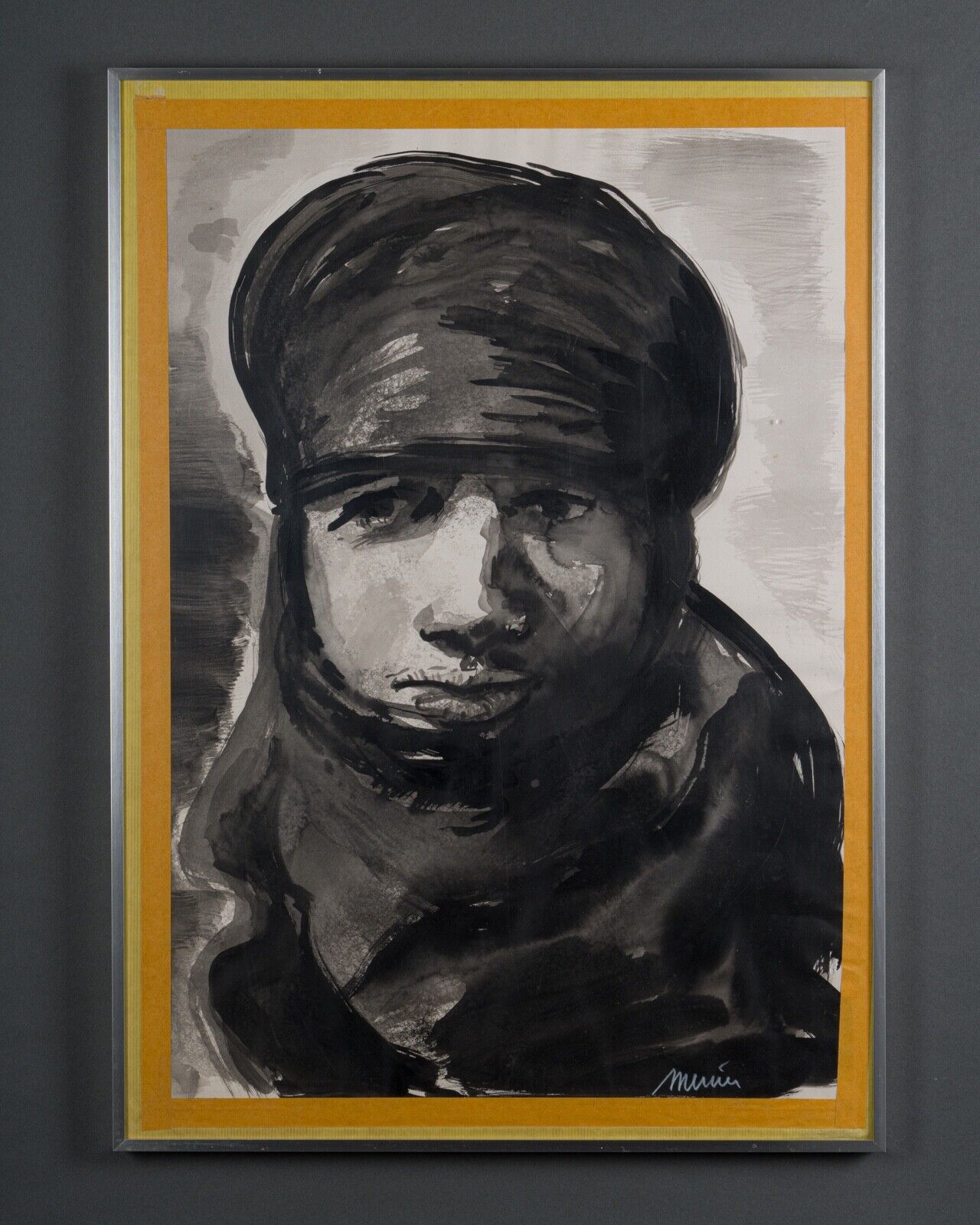 Gouache by Miuiu Muier Portrait of Bedouin Sahara XXth