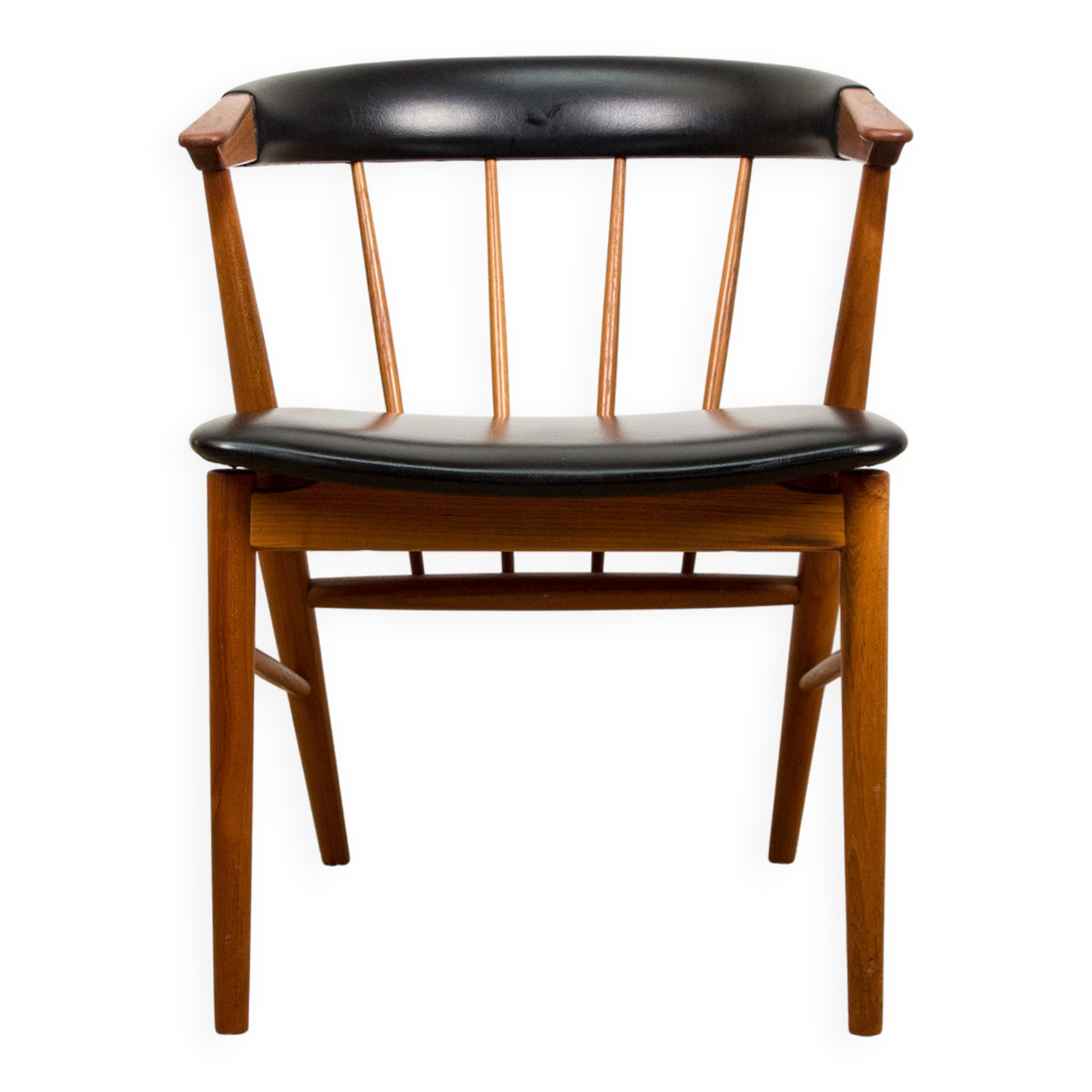 Danish armchairs in teak and skai by Helge Sibast for Sibast 1955.