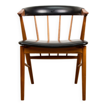 Danish armchairs in teak and skai by Helge Sibast for Sibast 1955.