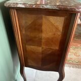 Small Louis XV chest of drawers – veined pink marble