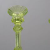 Pair Uranium or annagreen glass candlesticks by Vallerysthal & Portieux