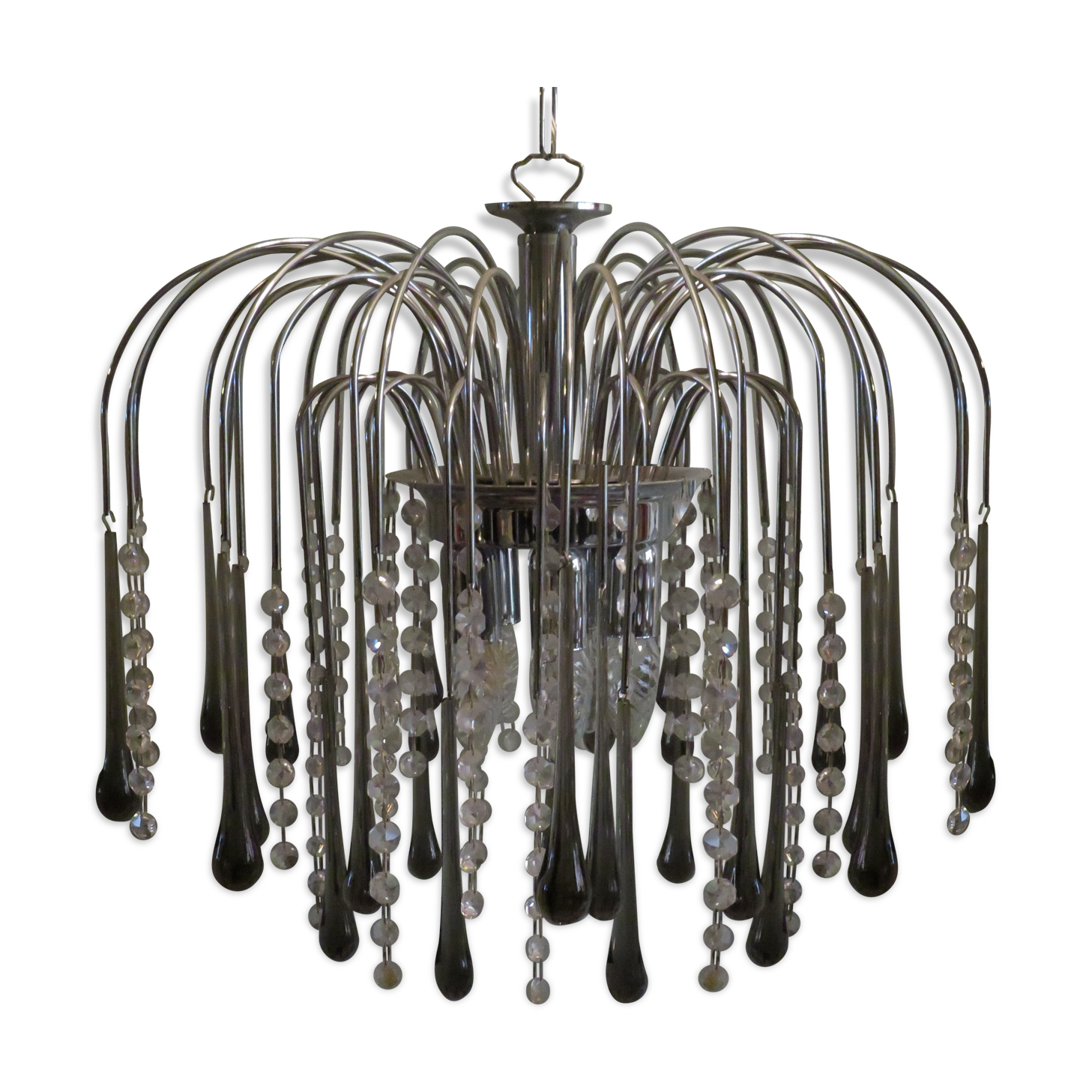 Italian Murano glass waterfall chandelier 1960