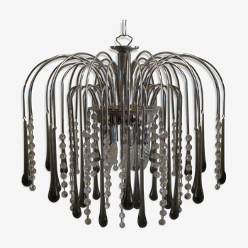 Italian Murano glass waterfall chandelier 1960