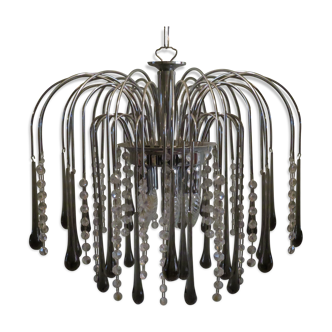 Lustre cascade en verre de Murano italien 1960