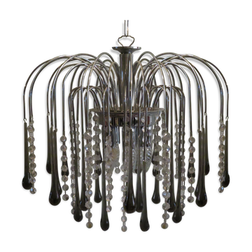 Lustre cascade en verre de Murano italien 1960