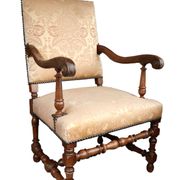Armchair in the style of Louis XIII, handcrafted, antique.