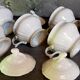 Set of seven covered pots and tray old white slurry nineteenth