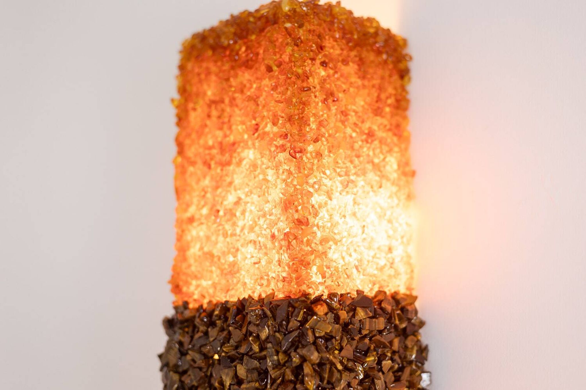 Pair of "Honey" wall lights in amazonite and amber. Contemporary work.