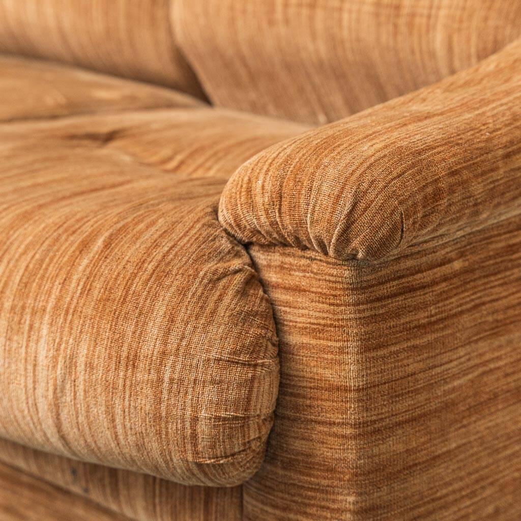 Canapé 3 places en velours côtelé marron, années 1970