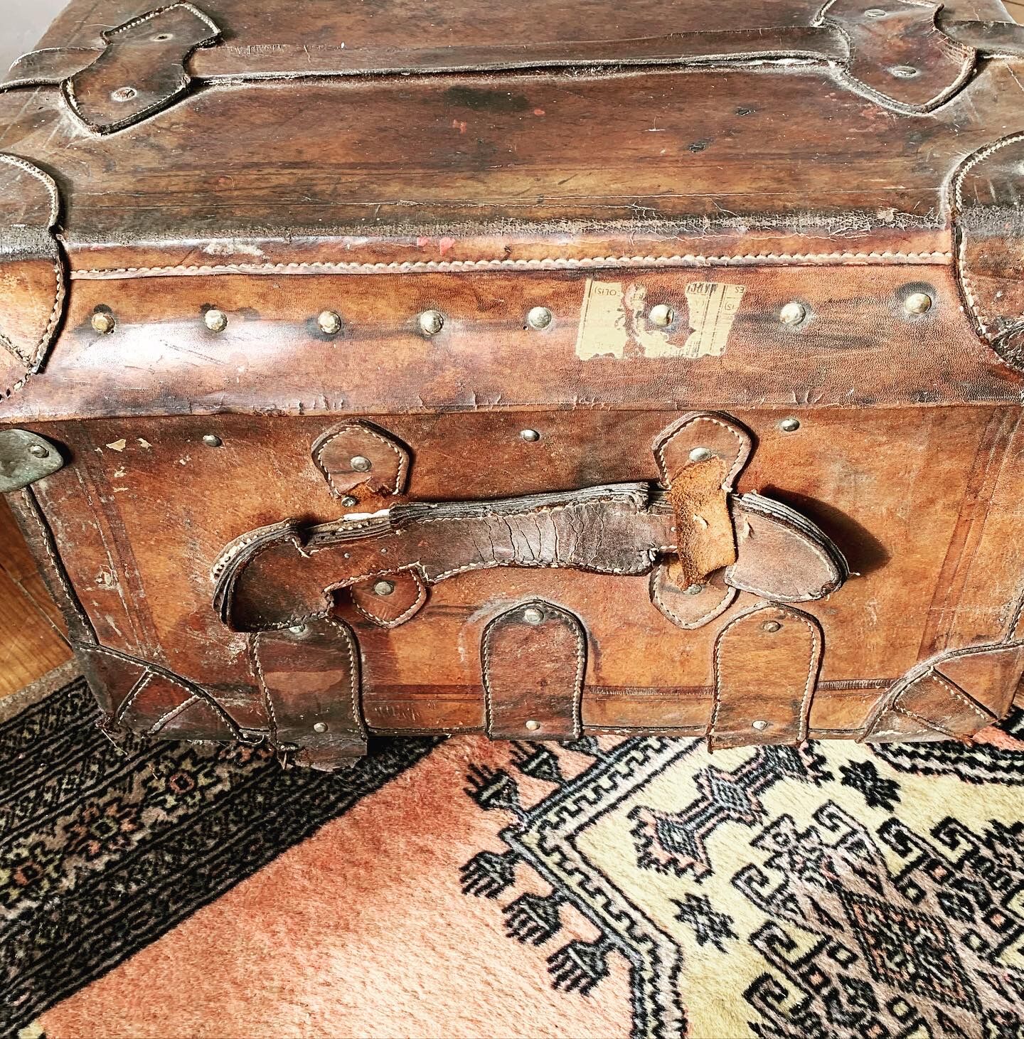 Old leather trunk