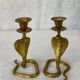 Vintage brass cobra snake candle holders