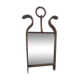 Brutalist wrought iron mirror 50s