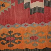 Vintage Red Orange  Kilim Rug 1980s Wool Tribal Flatweave 287 x 150 cm